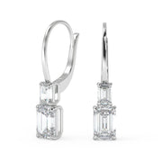 Yazmin Emerald Cut 6 Prong Stacked Earrings Leverback - Nivetta